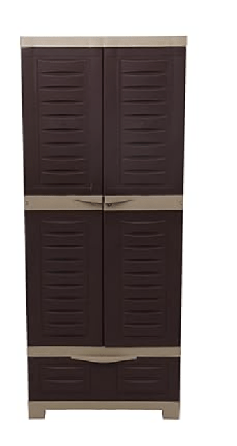 Supreme Fusion-02 BDR 1 Almirah Center Drawer Storage Cupboard - Brown & Beige-1