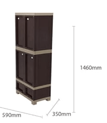 Supreme Fusion-02 BDR 1 Almirah Center Drawer Storage Cupboard - Brown & Beige-3