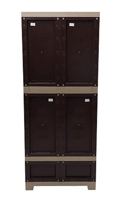 Supreme Fusion-02 BDR 1 Almirah Center Drawer Storage Cupboard - Brown & Beige-2