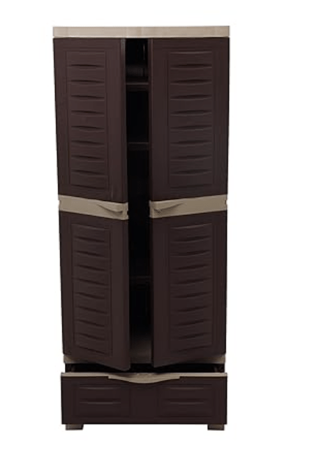 Supreme Fusion-02 BDR 1 Almirah Center Drawer Storage Cupboard - Brown & Beige-4