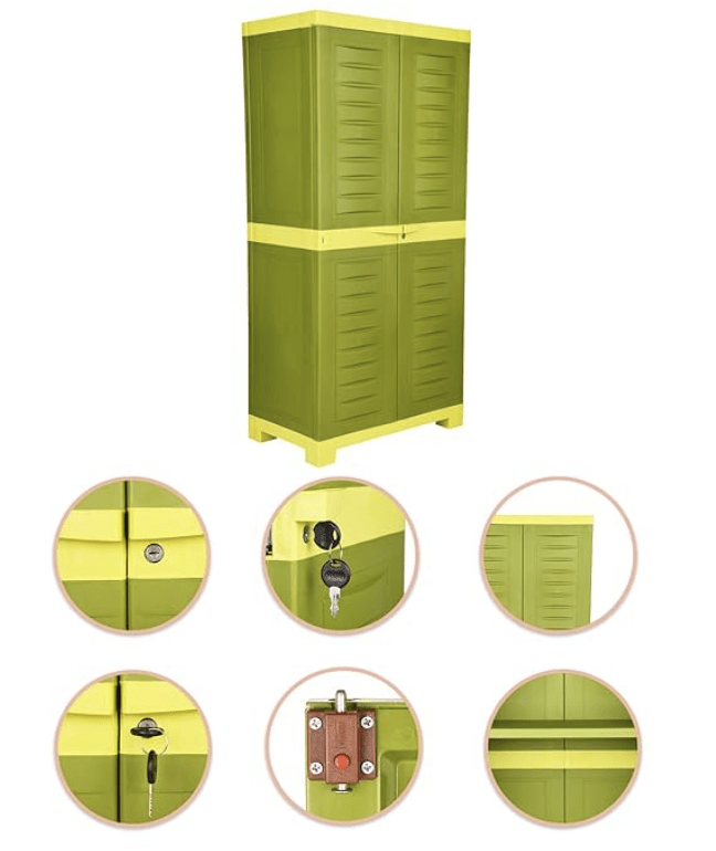 Supreme Fusion 02 Multipurpose Plastic Cupboard,Mehendi Green/Lemon Yellow-2