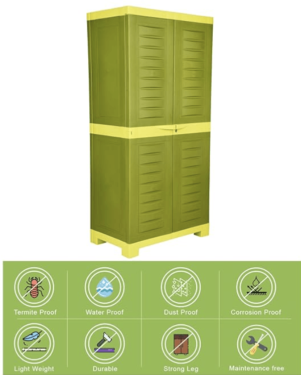 सुप्रीम फ्यूज़न 02 बहुउद्देशीय प्लास्टिक अलमारी, मेहंदी हरा/नींबू पीला 