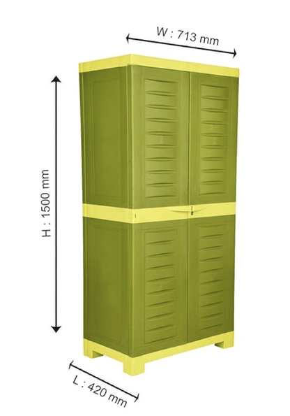 सुप्रीम फ्यूज़न 02 बहुउद्देशीय प्लास्टिक अलमारी, मेहंदी हरा/नींबू पीला 
