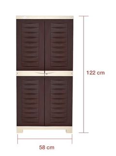 Supreme Fusion Multi Purpose Plastic Cupboard for Home (Medium Size, Globus Brown &amp; Dark Beige)-3