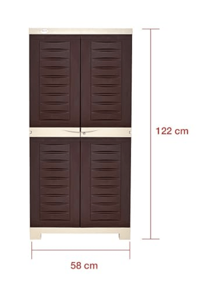 Supreme Fusion Multi Purpose Plastic Cupboard for Home (Medium Size, Globus Brown &amp; Dark Beige)