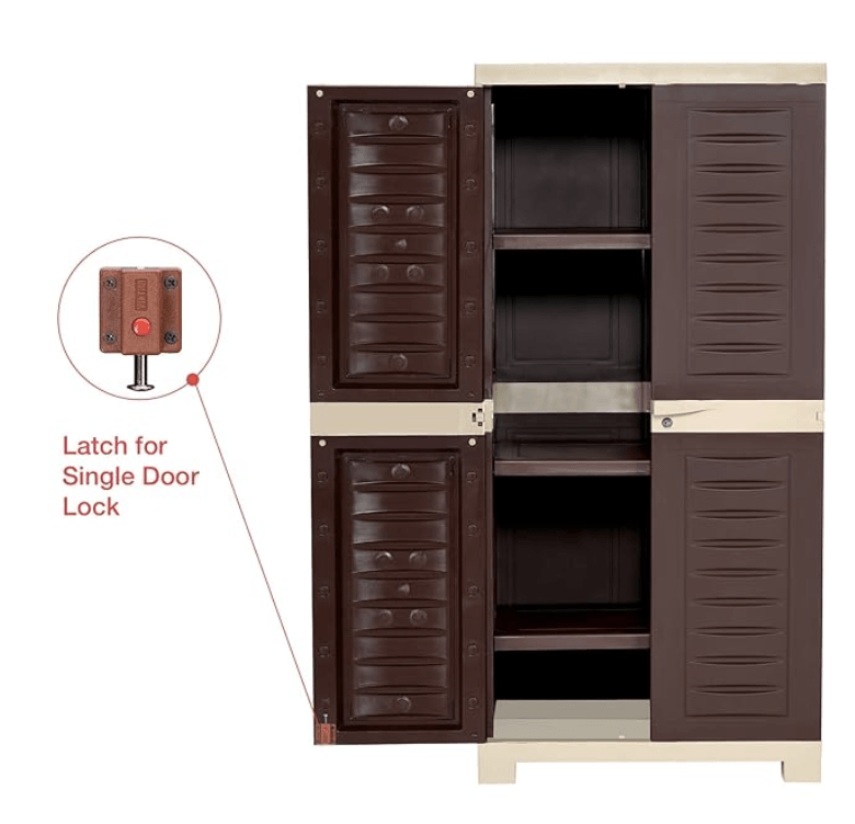 Supreme Fusion Multi Purpose Plastic Cupboard for Home (Medium Size, Globus Brown &amp; Dark Beige)