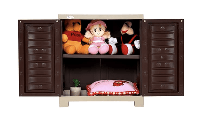 घर के लिए सुप्रीम फ्यूज़न बहुउद्देशीय प्लास्टिक अलमारी (छोटा आकार, ग्लोबस ब्राउन और गहरा बेज) 