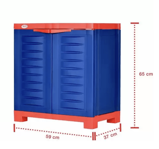 Supreme Fusion Multi Purpose Plastic Cupboard for Home (Small Size, Coke Red &amp; Blue)-2