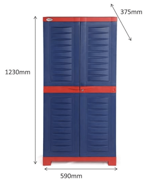 Supreme Fusion Multi Purpose Plastic Cupboard for Home (Medium Size, Coke Red &amp; Blue)