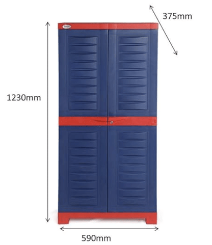 Supreme Fusion Multi Purpose Plastic Cupboard for Home (Medium Size, Coke Red &amp; Blue)