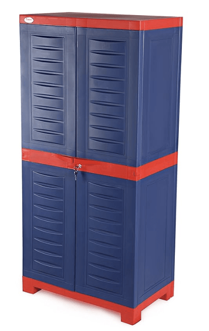 Supreme Fusion Multi Purpose Plastic Cupboard for Home (Medium Size, Coke Red &amp; Blue)