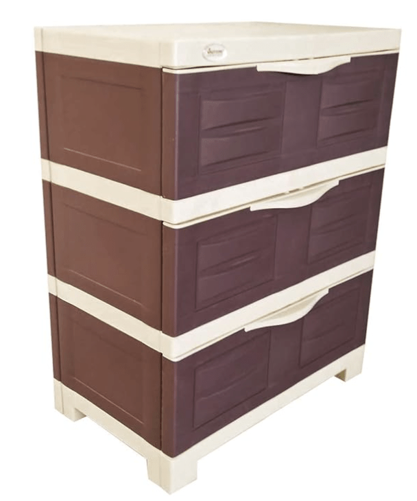 Supreme Fusion DR-3 Multipurpose Plastic Storage Chest of Drawer (Brown and Beige)-1