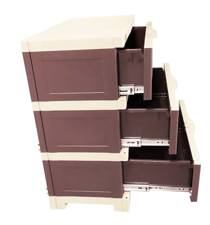 Supreme Fusion DR-3 Multipurpose Plastic Storage Chest of Drawer (Brown and Beige)-3