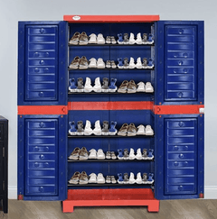 Supreme Fusion Plastic Shoe Rack for Home (Medium Size, Coke Red &amp; Blue)-3