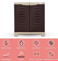 Supreme Fusion Plastic Shoe Rack (Small, Globus Brown, Dark Beige)-2