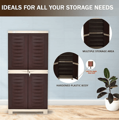 Supreme Fusion Plastic Shoe Rack for Home (Medium Size, Globus Brown &amp; Dark Beige)-2