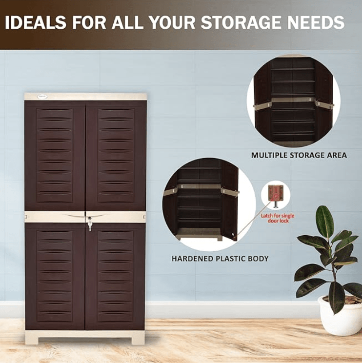 Supreme Fusion Plastic Shoe Rack for Home (Medium Size, Globus Brown &amp; Dark Beige)