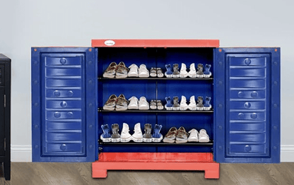 घर के लिए सुप्रीम फ्यूज़न प्लास्टिक शू रैक (छोटा आकार, कोक लाल और नीला) 