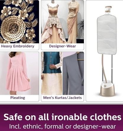 Philips EasyTouch Plus Standing Garment Steamer GC523/60 - 1600 Watt, 5 Steam Settings, Up to 32 g/min steam, with Double Pole