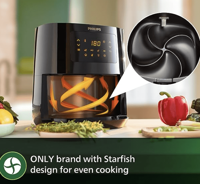 PHILIPS Digital Connected Smart Air Fryer–India’s No.1 Air Fryer Brand, Voice assistant control and Touch Panel,Wifi enabled,Uses upto 90% less fat,13-in-1 cooking functions,4.1 Liter,Black(HD9255/90)-3