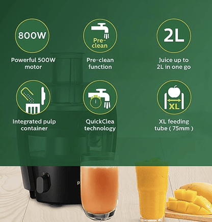 फिलिप्स विवा कलेक्शन HR1863/20 2-लीटर जूसर (काला/सिल्वर), 800 वाट 