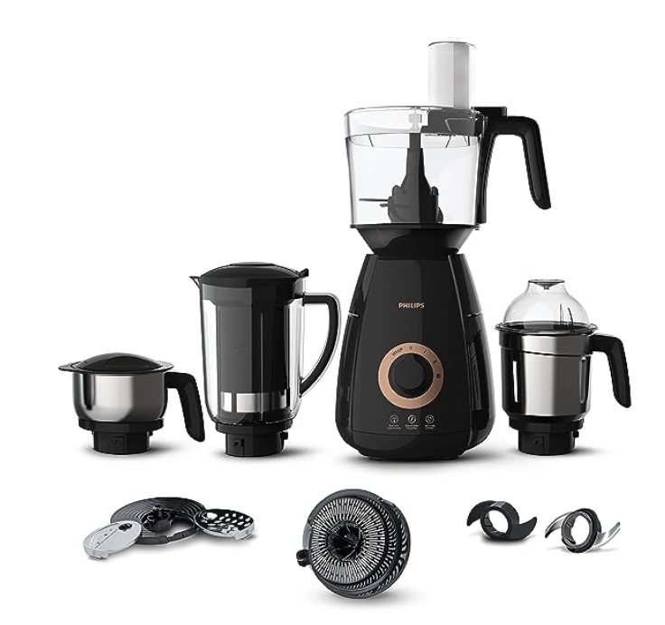 PHILIPS Mixer Grinder 3-in-1 750 Watt (Mixer Grinder + Juicer + Food Processor) 4 Jar, (HL7707/00)