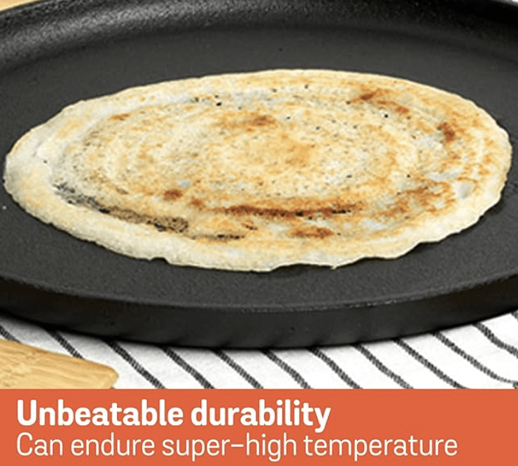 Meyer Pre-Seasoned Cast Iron 2 in 1 Grill and Griddle Pan | Cast Iron Tawa for Dosa | Iron Cookware for Kitchen | Roti Tawa Cast Iron | Cast Iron Grill Pan | Iron Tava Big Size, 30cm, Black