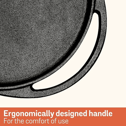 Meyer Pre-Seasoned Cast Iron 2 in 1 Grill and Griddle Pan | Cast Iron Tawa for Dosa | Iron Cookware for Kitchen | Roti Tawa Cast Iron | Cast Iron Grill Pan | Iron Tava Big Size, 30cm, Black