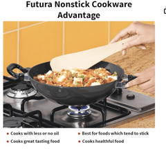 Hawkins Futura Nonstick Kadhai 2.5 L, 26 cm, 3.25 mm with SS lid (Black)-3