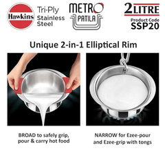 Hawkins 2 Litre Metro Patila, Triply Stainless Steel Tope, Induction Bhagona, Tapeli, Silver (SSP20)-3