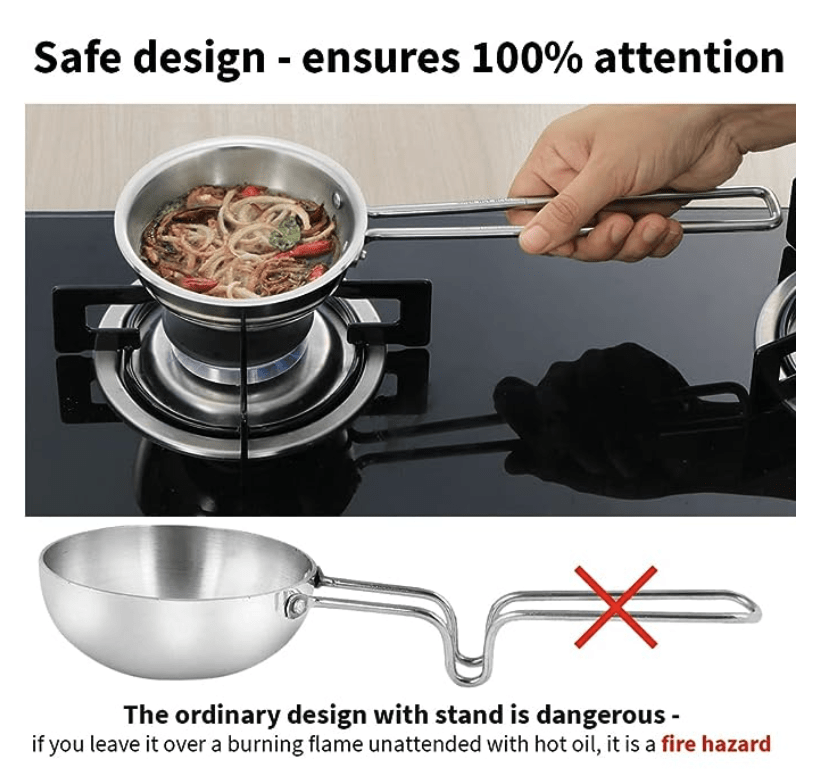 Hawkins 1.5 Cup Tadka Pan, Triply Stainless Steel Pan, Silver (STP15)