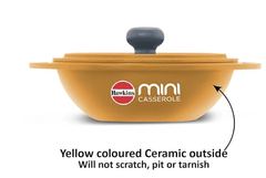 Hawkins 0.75 Litre Mini Casserole with Lid, Round Series Die-Cast pan for Cooking, Reheating, Serving and Storing, Yellow (MCRY75)-2
