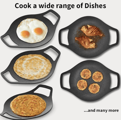Hawkins Futura 24 cm Cast Iron Tava, Cast Iron Tawa for Roti, Cast Iron Cookware for Kitchen, Black (CIT24)-2