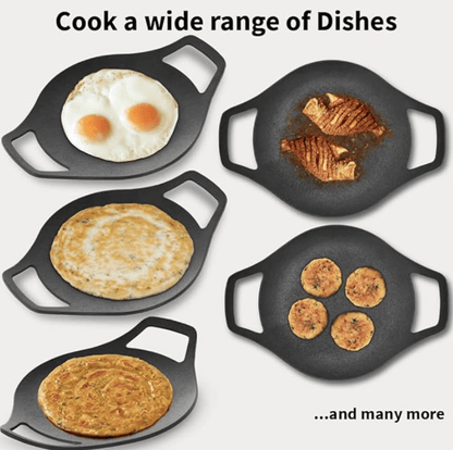 Hawkins Futura 24 cm Cast Iron Tava, Cast Iron Tawa for Roti, Cast Iron Cookware for Kitchen, Black (CIT24)