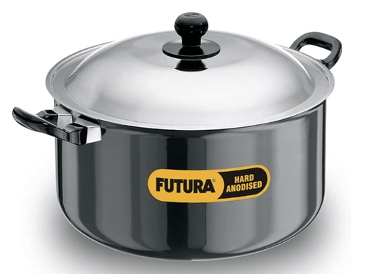 Hawkins Futura Hard Anodised Cook-n-Serve Stewpot 8.5 L, 28 cm, 4.06 mm, Aluminium, Black