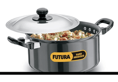 Hawkins Futura 2.25 Litre Cook n Serve Stewpot, Hard Anodised Sauce Pan with Stainless Steel Lid, Cooking Pot with Two Handles, Black (AST225)-1