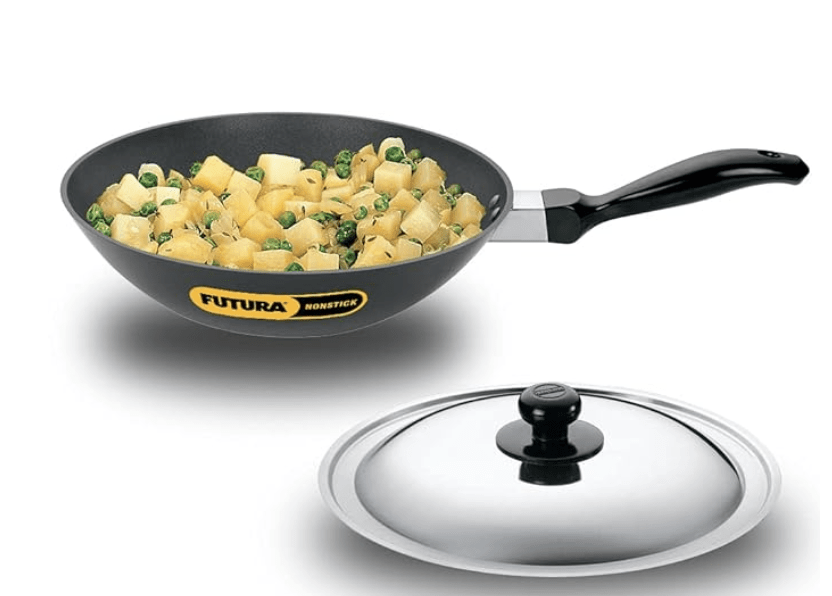 Hawkins Futura Nonstick Deep-Fry Pan (Stir-Fry Pan) 2 L, 26 cm, 3.25 mm with SS Lid (Black)