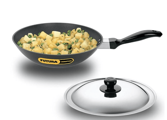 Hawkins Futura Nonstick Deep-Fry Pan (Stir-Fry Pan) 2 L, 26 cm, 3.25 mm with SS Lid (Black)