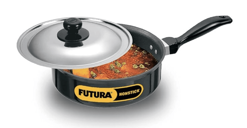 Hawkins Futura Nonstick Curry Pan (Saute Pan) 2 L, 20 cm, 3.25 mm with SS Lid (Black)-1