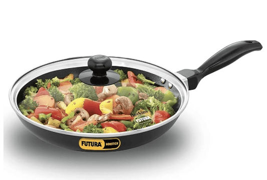 Hawkins Futura 26 cm Frying Pan, Nonstick Fry Pan with Glass Lid, Induction Non Stick Pan, Black (INF26G)