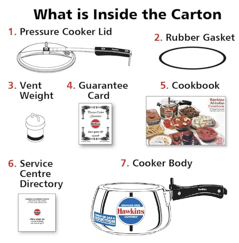 Stainless Steel Hawkins Contura 3 Litre Pressure Cooker Induction Compatible-2