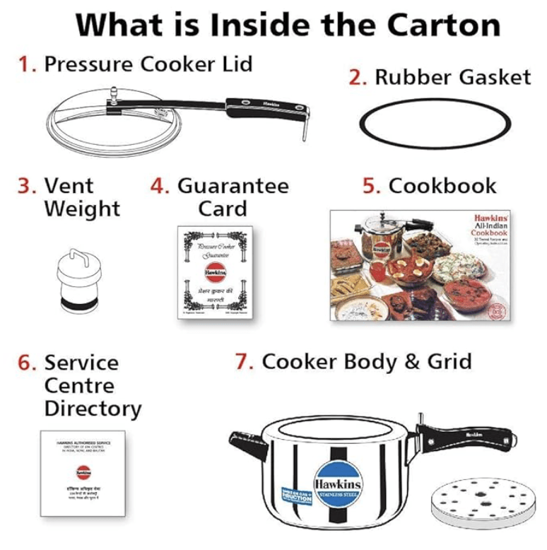 Hawkins 4 Litre Pressure Cooker, Stainless Steel Inner Lid Cooker, Induction Cooker, Silver (HSS40)-2