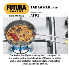 Hawkins Futura 1 Cup Tadka Pan, Hard Anodised Spice Heating Pan, 240 ml Pan, Black (ATP1)-3