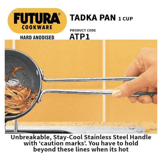 Hawkins Futura 1 Cup Tadka Pan, Hard Anodised Spice Heating Pan, 240 ml Pan, Black (ATP1)