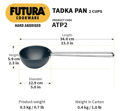 Hawkins Futura Hard Anodised Tadka Pan 12cm, 3.25mm (Spice Heating Pan), Aluminium, Black