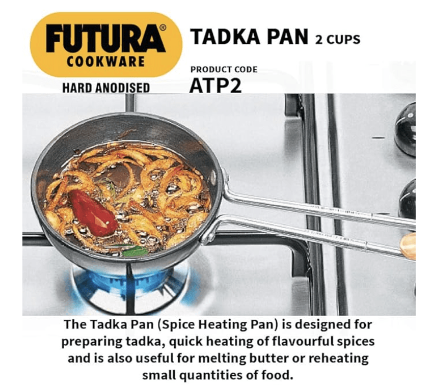 Hawkins Futura Hard Anodised Tadka Pan 12cm, 3.25mm (Spice Heating Pan), Aluminium, Black