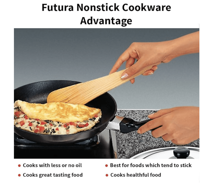 Hawkins Futura 22 cm Frying Pan, Non Stick Fry Pan with Stainless Steel Lid, Small Frying Pan, Black (NF22S)