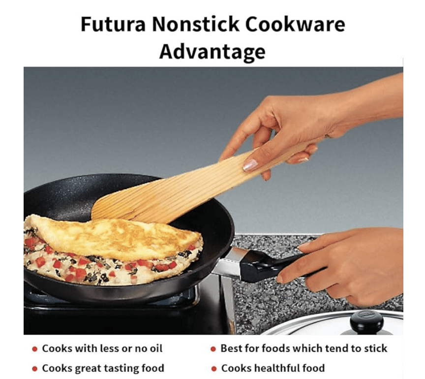 Hawkins Futura 30 cm Frying Pan, Non Stick Fry Pan with Stainless Steel Lid, Big Frying Pan, Black (NF30S)