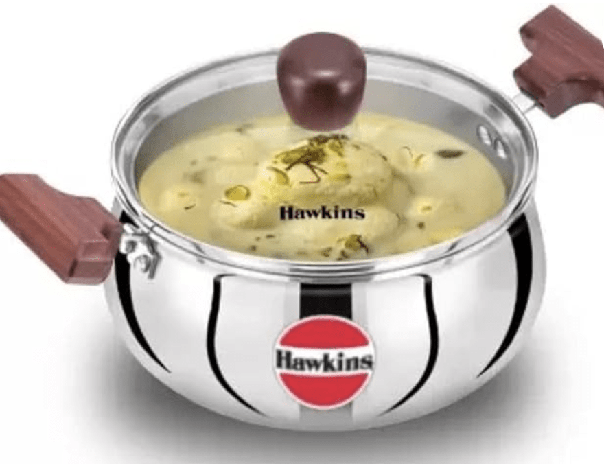 Hawkins 2 Litre Cook n Serve Handi, Triply Stainless Steel Handi with Glass Lid, Induction Sauce Pan, Biryani Handi, Saucepan, Silver (SSH20G)