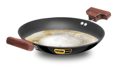 Hawkins Futura Nonstick Breakfast Pan (Appachatty) 0.9 L, 22 cm, 3.25 mm with SS Lid (Black)